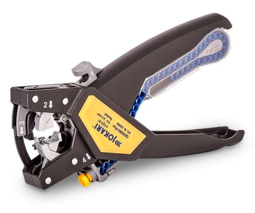 JOKARI Multifunctiontool QUADRO Plus for cutting, stripping, twisting, crimping PVC-insulated conductors and strands with 0.5 - 2.5mm²