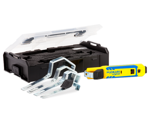 JOKARI Cable Knife System 4-70 SET with intelligent interchangeable bracket system for stripping common round cables 4 – 70 mm ø